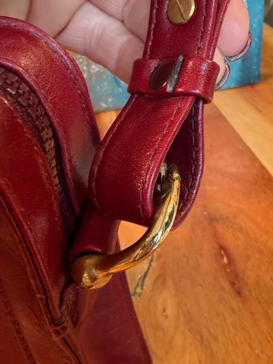 Dansk Vintage 1990s Minimalist Leather Crossbody Bag Burgundy (GUC) - Picture 14 of 16